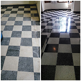 Mosaico antes y despues de ser pulido
